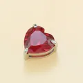 Colgante de circonita roja en forma de corazón con engaste de acero plateado para DIY - Engaste Color Acero / Rojo Rubí Julio