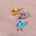 DIY-sieraden titanium staal peervormige 6x8mm lege zetting met blauwe zirkoonsteen - Platte Ring / 6*8mm / Staalkleur