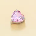 Cuenta de circonita rosa en forma de corazón en acero de titanio para joyas DIY - Engaste Color Acero / Circonia Rosa de Octubre