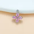 Eleganter Anhänger in Kleeblattform aus Titanstahl mit rosa Zirkonia für DIY-Schmuck - Silber Rosa Zirkon