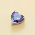 Colgante de circón morado en forma de corazón en acero titanio plateado para joyería DIY. - Engaste Color Acero / Circonia Púrpura de Febrero
