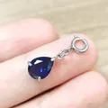 Colgante de gota de circonita azul con cierre de acero inoxidable para joyería DIY - Azul Real (Nano) / 7x9mm Forma de Pera / Color acero