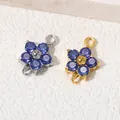 Ciondoli a fiore in zircone blu, acciaio inossidabile oro e argento per gioielli fai da te. - Base in Tonalità Argento / Zirconia Blu Tanzanite (Pietra Portafortuna di Dicembre)