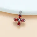 Roter vierblättriger Kleeblatt-Zirkon-Anhänger mit Titanstahl-Fassung für DIY-Schmuck - Steel Garnet Red