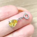 Colgante de circonita amarilla en forma de pera con cierre de resorte de acero inoxidable - Amarillo Oro / 7*9 Forma de Pera / Color acero