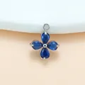 Exquisiter Kleeblatt-Anhänger aus blauem Zirkon und robustem Titanstahl für Schmuck - Silber Königsblau Zirkon