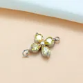 Yellow zircon four-leaf clover connector in titanium steel for DIY jewelry making - Four-Leaf Clover (01) / Steel Color Golden Yellow Zirconia
