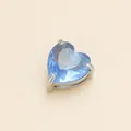 Elegante colgante de corazón de circón azul con garras de acero titanio para joyería artesanal DIY - Circonia Tanzanita de Diciembre