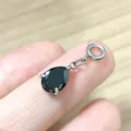 Elegante colgante de circón negro en forma de pera con cierre de acero para joyería DIY - Circón Negro / 7*9 Forma de Pera / Color acero