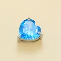 Colgante de corazón de circonita azul en acero de titanio plata para joyería DIY. - Circonia Azul Aguamarina de Marzo