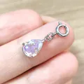 Colgante desmontable de circonita lavanda en forma de pera con cierre de resorte de acero - Blanco AB / Pera / Color acero