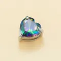 Colgante de corazón en acero de titanio con circón iridiscente para joyería DIY - Circonita Arcoíris