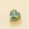 Colgante de circonita verde oliva en forma de corazón de acero titanio para DIY - Verde Peridoto Agosto