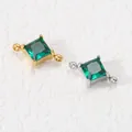 Vierkante groene zirkoon sieraden connectoren in goud en zilver roestvrij staal - Staal Kleur Zetting / Vierkant Groen Nano