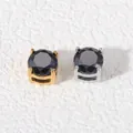 6mm round black zircon spacer beads with gold and silver titanium steel prong settings - Steel Color Setting / 6mm / Black (14)