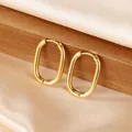 Elegant 18k gold plated stainless steel oval hoop earrings for women fashion jewelry - Set 8 Style 2