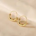 Elegant retro chunky gold hoop earrings with polished 18k gold plating finish for women - Set 8 Style 3