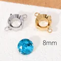 8mm stainless steel empty prong settings in gold and silver with blue crystal - Double Flat Ring / 8mm / Steel