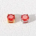 6mm round red zircon charm beads in gold and silver stainless steel settings for DIY making - Steel Color Setting / 6mm / Orange Red (15)