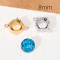 Set of 8mm stainless steel empty jewelry settings and faceted blue gemstone for DIY - Flat Ring + Open Ring / 8mm / Steel