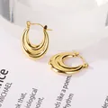 Vintage chunky gold hoop earrings, 18k gold plated stainless steel jewelry for women - Set 8 Style 5