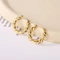 Elegant retro style gold-plated stainless steel twisted hoop earrings for women jewelry - Set 8 Style 6
