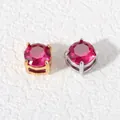6mm pink cubic zirconia beads in gold and silver titanium steel settings for DIY jewelry - Steel Color Setting / 6mm / July Ruby Red