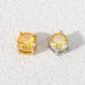 6mm round yellow cubic zirconia with gold and silver titanium steel settings for DIY jewelry - Steel Color Setting / 6mm / November Golden Zirconia