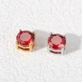6mm round red zircon components with gold and silver titanium steel settings for DIY jewelry - Steel Color Setting / 6mm / January Garnet Red Zirconia