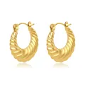Vintage chunky gold croissant hoop earrings with 18k gold plated stainless steel finish - Set 9 Style 10