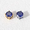 High quality 6mm deep blue round zirconia beads with gold and silver steel claw base - Steel Color Setting / 6mm / September Blue Zirconia