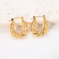 Elegant 18k gold plated chunky twisted hoop earrings for women in stainless steel jewelry - Set 9 Style 12