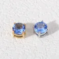 Pair of 6mm blue cubic zirconia pendants with gold and silver claw settings for DIY jewelry. - Steel Color Setting / 6mm / December Tanzanite Zirconia