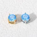 Two 6mm round blue cubic zirconia beads in gold and silver titanium steel settings for DIY - Steel Color Setting / 6mm / March Aquamarine Blue Zirconia