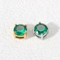 6mm round emerald green zircon spacer beads with gold and silver titanium steel bases - Steel Color Setting / 6mm / May Green Zirconia
