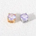 6mm round purple zirconia beads in gold and silver titanium steel settings for DIY jewelry - Steel Color Setting / 6mm / June Alexandrite Blue Zirconia