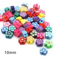 10mm colorful flower-shaped polymer clay beads for DIY bracelet and necklace jewelry - Five-petal Flower (#03) / 10mm (25 Pieces/Pack)