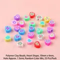 Mixed color flower pattern heart-shaped polymer clay beads for DIY jewelry making - Heart Shape (#05) / 10mm (25 Pieces/Pack)