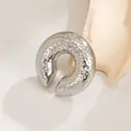 Minimalist silver stainless steel C-shaped ear cuff with a unique lava texture - Steel (Hammered Lava)