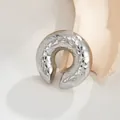 Modern silver stainless steel C-shaped ear cuff featuring a hammered lava texture - Steel (Irregular Lava)