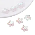 Perles en verre irisé en forme de cerisier pour la fabrication de bijoux et accessoires - Fleur à Pétales Pointus (Couleur AB) / Lot de 10 / Blanc