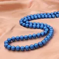 Perles d'imitation en verre rondes bleu métallique de qualité pour bijoux DIY et colliers - Bleu foncé