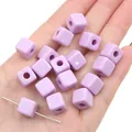 Perles cubes en acrylique violet pour la fabrication de bijoux DIY fait main lila - 10mm (Trou ~3.5mm) 25 Pièces/Paquet / Violet