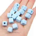 Lichtblauwe vierkante acryl kralen voor doe-het-zelf armband en ketting sieraden - 10mm (Gat ~3.5mm) 25 Stuks/Verpakking / Blauw