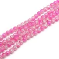 Perles en verre craquelé rose pour la fabrication de bijoux DIY et composants de bracelets - Env. 100 Pièces/Paquet / Rose (Couleur 1) / 4mm