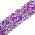 Perles en verre violettes avec effet craquelé pour la création de bijoux DIY. - Env. 100 Pièces/Paquet / Violet (Couleur 2) / 4mm