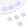 Rosa und blau verlaufende Kirschblütenperlen aus Glas für DIY-Schmuckherstellung - Spitzblume / 10 Stück/Packung / Rosa Blau Verlauf