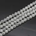 Perles en verre craquelé blanc pour bijoux DIY, perles d'espacement rondes pour loisirs créatifs - Env. 100 Pièces/Paquet / Blanc Transparent (Couleur 3) / 4mm