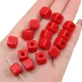 Glanzende rode acryl vierkante kralen voor DIY-sieraden, armbanden en kettingen - 10mm (Gat ~3.5mm) 25 Stuks/Verpakking / Rood