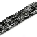 Perles en verre craquelé DIY pour bijoux, perles noires et transparentes en vrac - Env. 100 Pièces/Paquet / Noir (Couleur 4) / 4mm